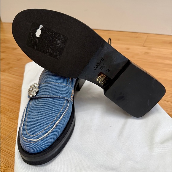 Ganni Crystal Embellished Denim Loafers - Picture 8 of 9